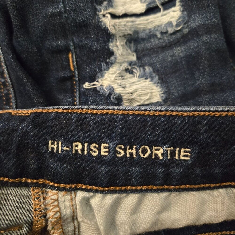 American Eagle Hi-Rise Shortie Distressed Cut Off Denim Shorts 0 Summer Festival - Picture 5 of 10